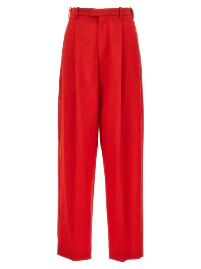 Marni Pleated Wool Trousers With Belt Loops In Red