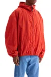 Marni Hooded Jacket With Elasticated Hem And Side Pockets In Crimson (red)