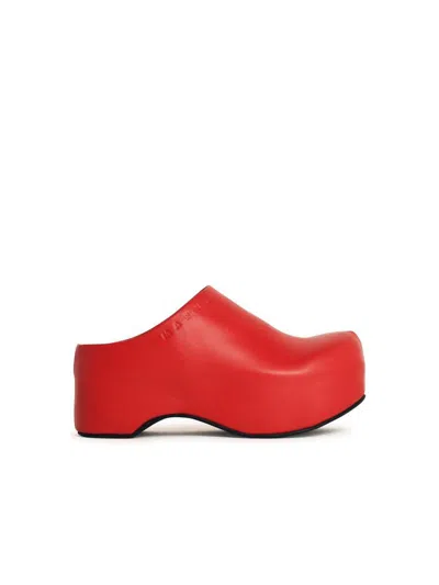 MARNI MARNI RED LEATHER SABOTS