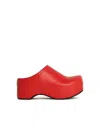Marni Leather Sabots With Round Toe And Platform Sole In Red