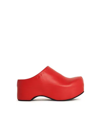 MARNI MARNI RED LEATHER SABOTS