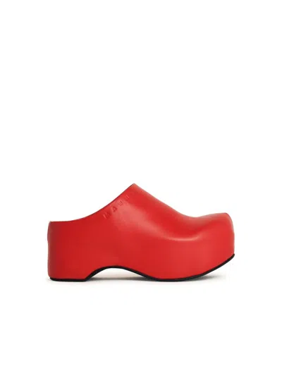 MARNI MARNI RED LEATHER SABOTS