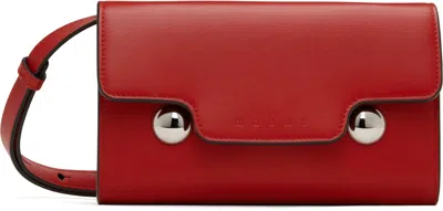 Marni Red Leather Trunkaroo Bag In 00r69 Hot Red