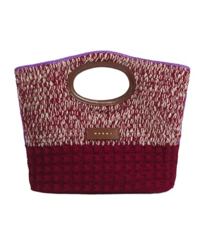 Marni Red Wool Knotty Crochet Clutch