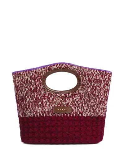 Marni Red Wool Knotty Crochet Clutch In Multi