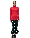 Marni Logo Embroidery Turtleneck Sweater In Red