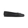 Marni Refined Black Leather Flats With Gathered Detail In Black
