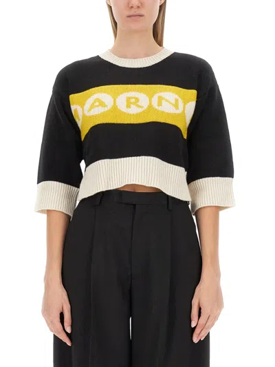 Marni Regular Fit T-shirt With Logo In Black