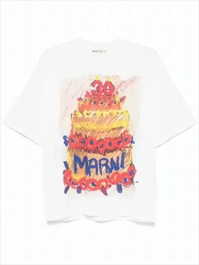 Marni Relaxed Fit Artistic Print Short-sleeve T-shirt In White