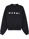 Marni Relaxed Fit Black Sweatshirt With Textured Logo In Black