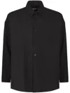 Marni Relaxed Fit Button-up Shirt In Smooth Virgin Wool In Black