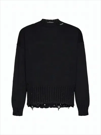 Marni Relaxed-fit Distressed Black Cotton Sweater