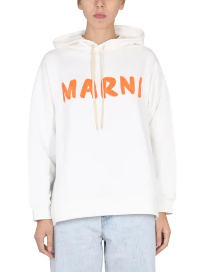 Marni Women's Logo Hoodie In White
