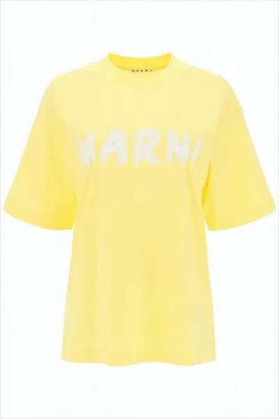 MARNI RELAXED-FIT SHORT-SLEEVE T-SHIRT WITH BOLD LOGO PRINT