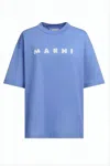 Marni Relaxed-fit Short-sleeve T-shirt With Raised Lettering Detail In Blue