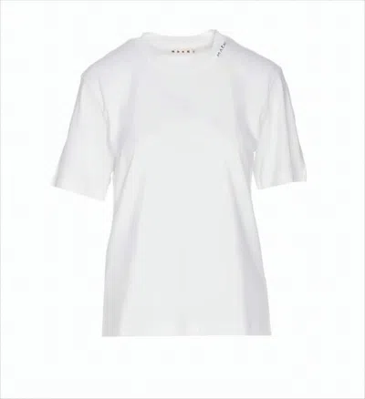 Marni Relaxed Fit Short-sleeved T-shirt With Signature Logo Detail In White