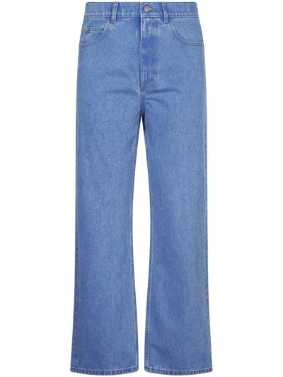 Marni Relaxed Fit Wide Leg Denim Trousers In Blue