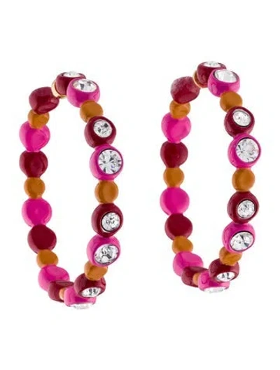 Pre-owned Marni Resin & Crystal Hoop Earrings. In Multi