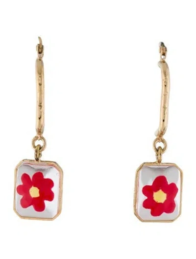 Pre-owned Marni Resin & Enamel Floral Drop Earrings