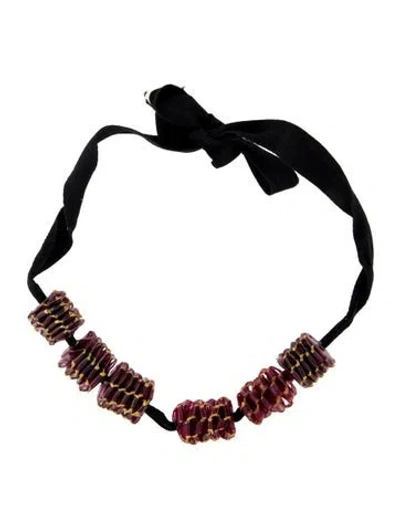 Pre-owned Marni Resin & Fabric Collar Necklace, 29" In Multi