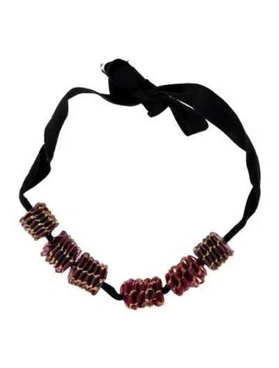 Pre-owned Marni Resin & Fabric Collar Necklace, 29" In Multi