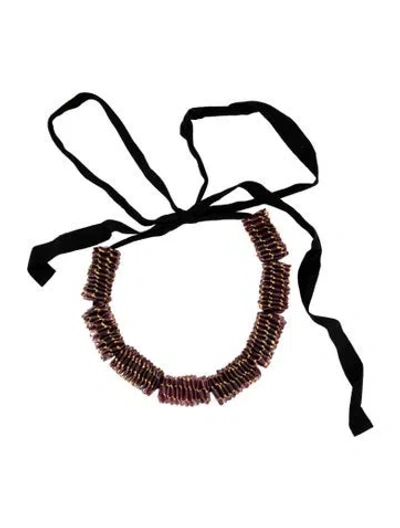 Pre-owned Marni Resin & Fabric Collar Necklace, 70" In Purple