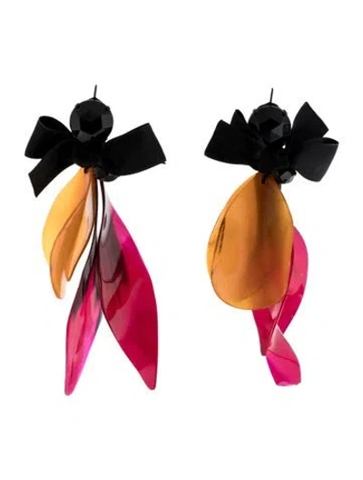 Pre-owned Marni Resin & Fabric Drop Earrings In Black/orange/pink