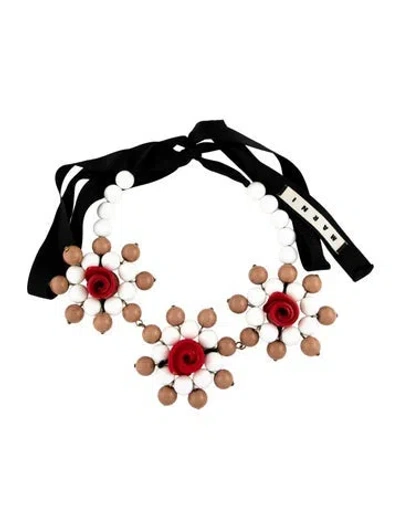 Pre-owned Marni Resin & Ribbon Collar Necklace, 62" In Multicolor