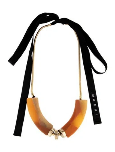 Pre-owned Marni Resin & Ribbon Collar Necklace, 74" In Black