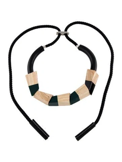 Pre-owned Marni Resin & Wood Collar Necklace, 54" In Black