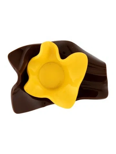Pre-owned Marni Resin Brooch Pin In Brown/yellow