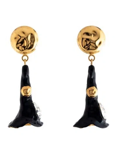 Pre-owned Marni Resin Calla Lily Flower Clip-on Earrings In Blue/gold/yellow