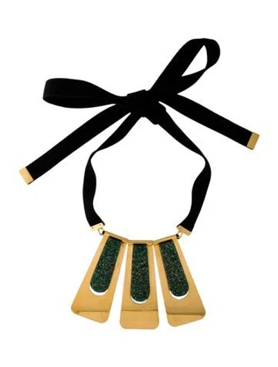 Pre-owned Marni Resin Collar Necklace, 58" In Black/green