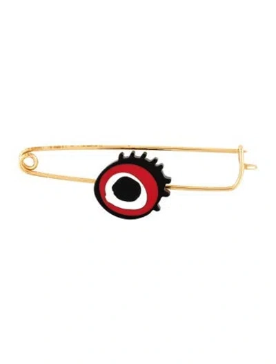 Pre-owned Marni Resin Eye Motif Pin Brooch In Black/red/white
