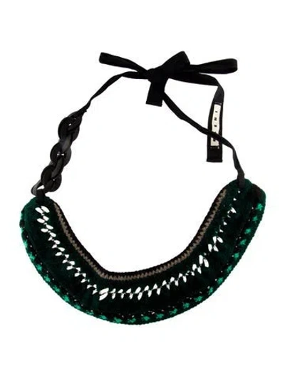Pre-owned Marni Resin, Ribbon, & Wool Bib Collar Necklace, 31.5" In Multi