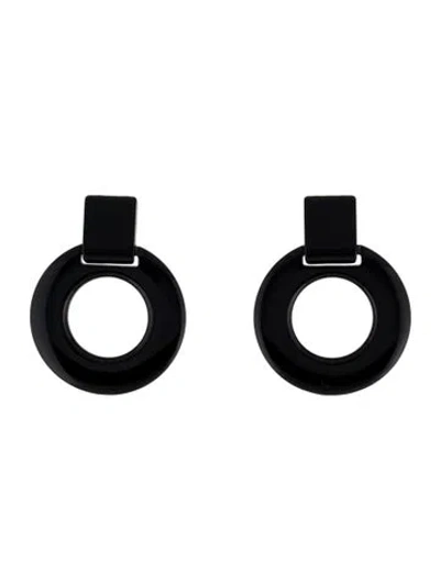 Pre-owned Marni Resin Round Clip-on Earrings In Black