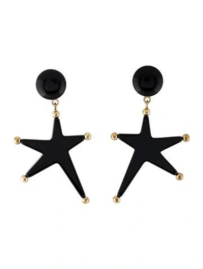 Pre-owned Marni Resin Star Clip-on Drop Earrings In Black