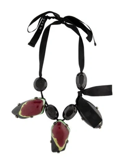 Pre-owned Marni Resin, Wood & Ribbon Collar Necklace, 53.5" In Multi