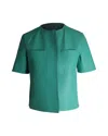 Marni Reversible Short Sleeve Jacket In Green Leather In Green