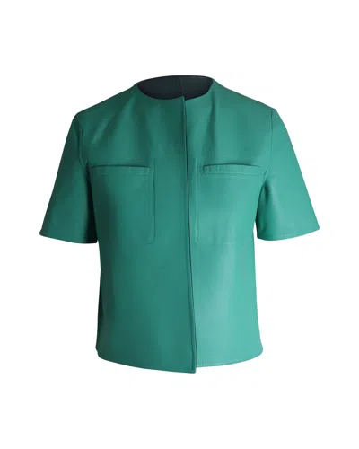 Marni Reversible Short Sleeve Jacket In Green Leather