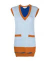 Marni Reversible V-neck Cashmere Vest In Blue