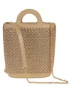 Marni Rhinestone-embellished Calfskin Mini Bucket Bag In Brown