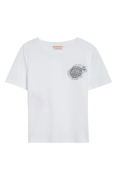Marni Rhinestone Embellished Cotton T-shirt In 00w01 Lily White