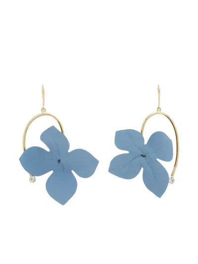 Marni Rhinestone-flower Pendant Earrings In Blue