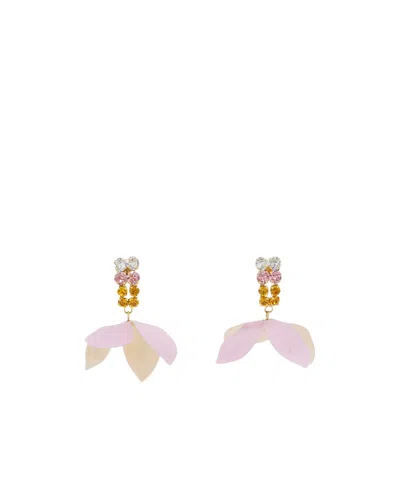 Marni Rhinestone Flower-pendant Earrings In Purple