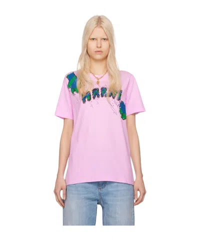 Marni Rib Knitted T-shirt In Pink