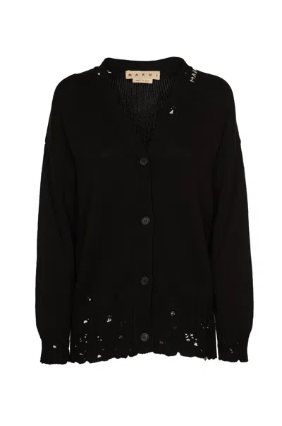 MARNI RIBBED BUTTONED CARDIGAN