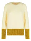 Marni Relaxed Fit Roundneck Knit Sweater With Ribbed Texture In Neutral