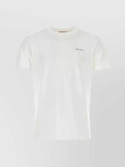 MARNI RIBBED CREW-NECK COTTON T-SHIRT WITH SHORT SLEEVES