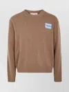 Marni Ribbed Cuff Crew Neck Knit Sweater In Neutral
